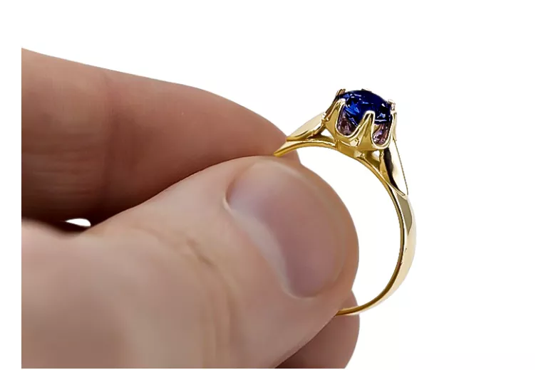 Žiedas Sapyras 14k geltono aukso Vintažiniai papuošalai vrc122y